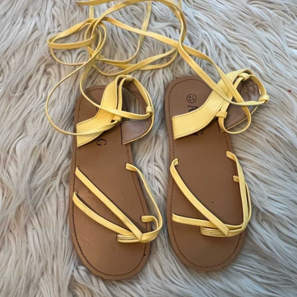 A&LG Yellow Strappy Sandals